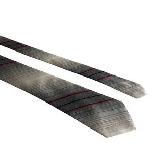 Vintage Pedigree Gray Red Striped Tie Mens Necktie Accessory Office Work Gift